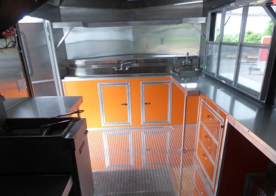 8.5' x 16' Orange Event Catering Concession Food Trailer