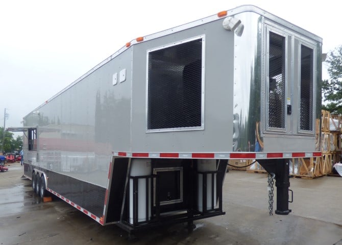 8.5' x 40' Grey Gooseneck Concession Food Trailer With Appliances