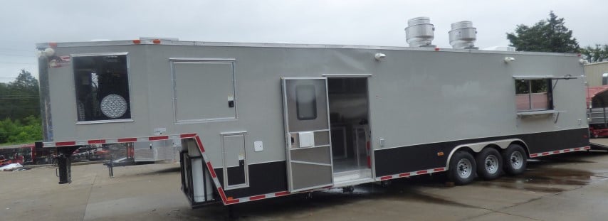 8.5' x 40' Grey Gooseneck Concession Food Trailer With Appliances