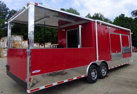 8.5' x 28' Concession Food Trailer Red Catering Event Trailer