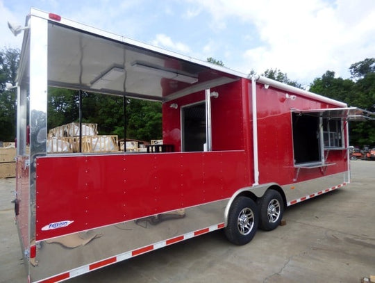 8.5' x 28' Concession Food Trailer Red Catering Event Trailer