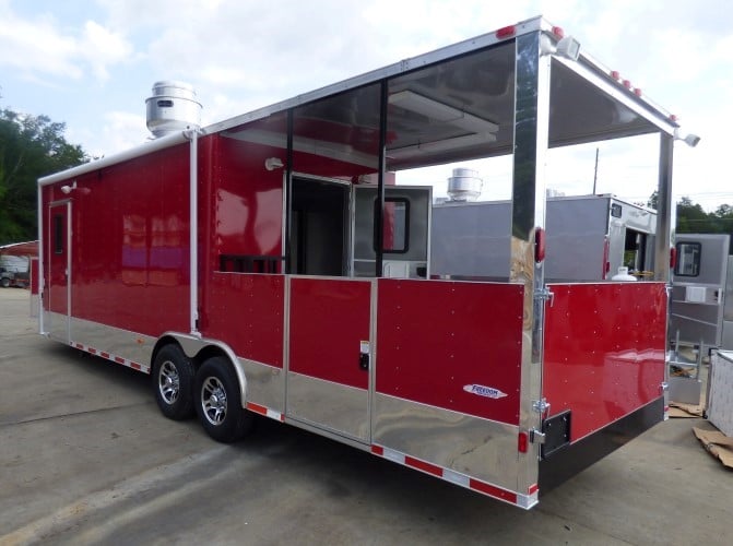 8.5' x 28' Concession Food Trailer Red Catering Event Trailer