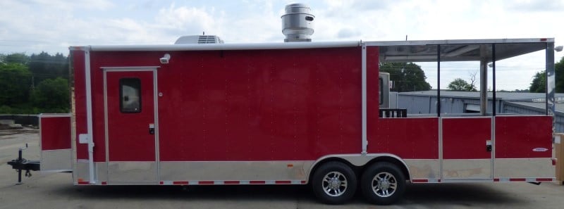 8.5' x 28' Concession Food Trailer Red Catering Event Trailer