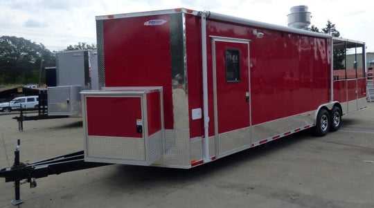 8.5' x 28' Concession Food Trailer Red Catering Event Trailer