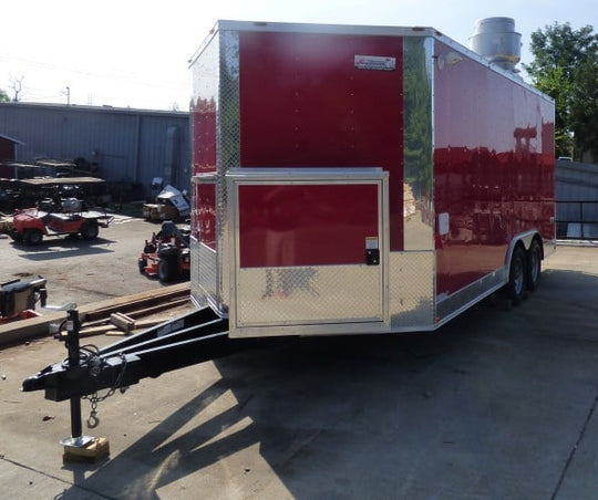 8.5' x 16' Concession Trailer Red Food With Appliances