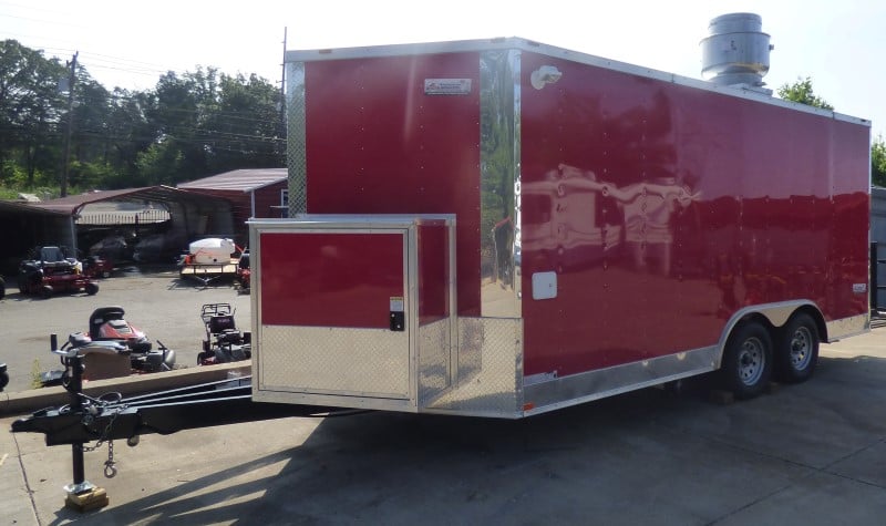 8.5' x 16' Concession Trailer Red Food With Appliances