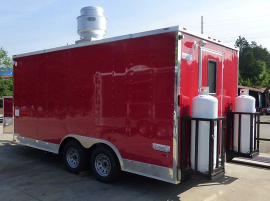 8.5' x 16' Concession Trailer Red Food With Appliances