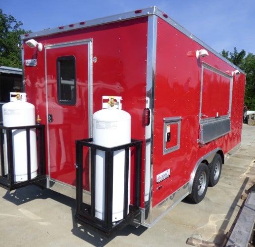 8.5' x 16' Concession Trailer Red Food With Appliances