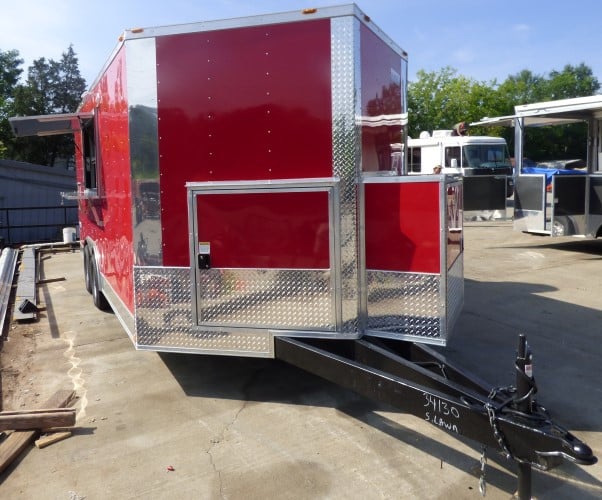 8.5' x 16' Concession Trailer Red Food With Appliances