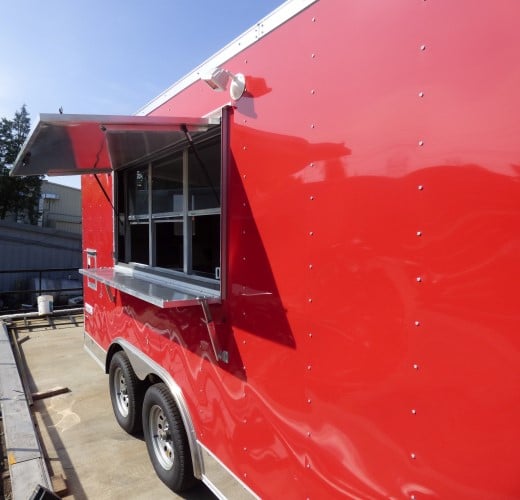 8.5' x 16' Concession Trailer Red Food With Appliances