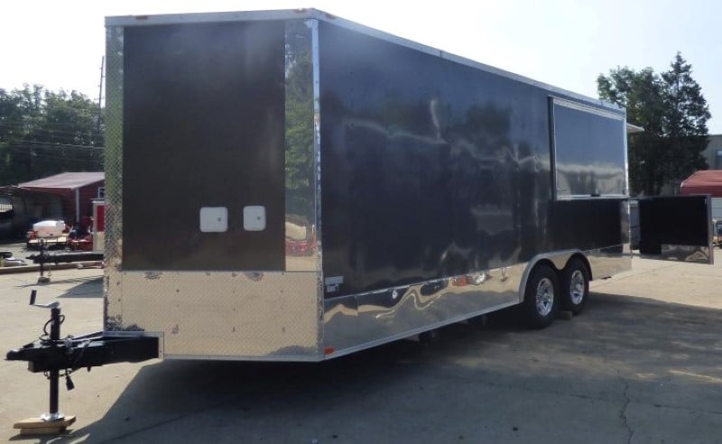 8.5' x 20' Concession Food Trailer Charcoal Grey With Appliances