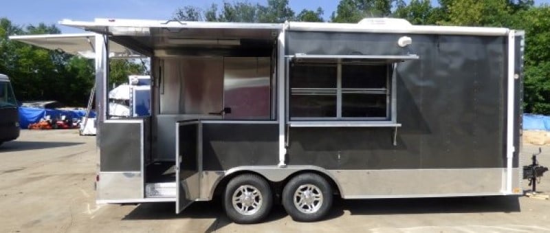 8.5' x 20' Concession Food Trailer Charcoal Grey With Appliances