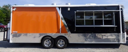 8.5' x 24' Concession Food Trailer Orange and Black With Appliances