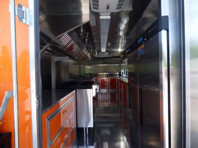 8.5' x 24' Concession Food Trailer Orange and Black With Appliances