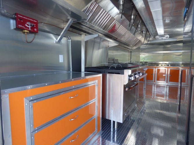 8.5' x 24' Concession Food Trailer Orange and Black With Appliances