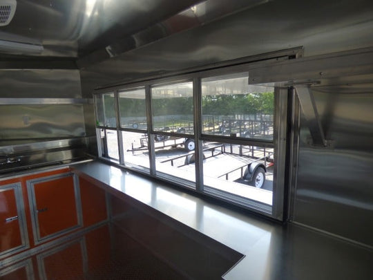 8.5' x 24' Concession Food Trailer Orange and Black With Appliances