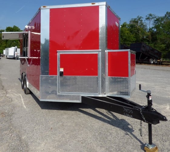 8.5' x 16' Concession Trailer Red Food With Appliances