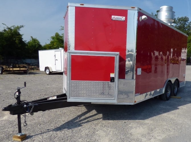 8.5' x 16' Concession Trailer Red Food With Appliances