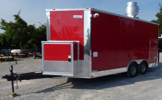 8.5' x 16' Concession Trailer Red Food With Appliances