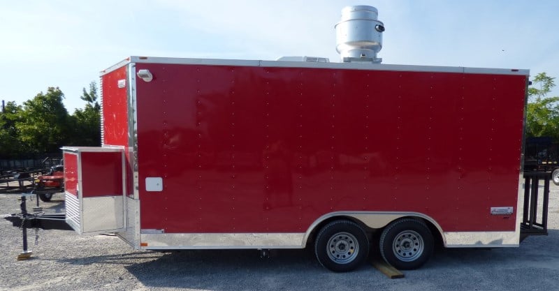 8.5' x 16' Concession Trailer Red Food With Appliances