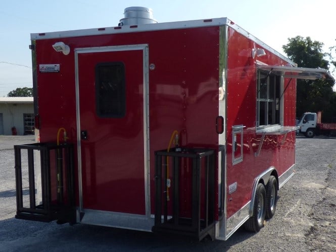 8.5' x 16' Concession Trailer Red Food With Appliances