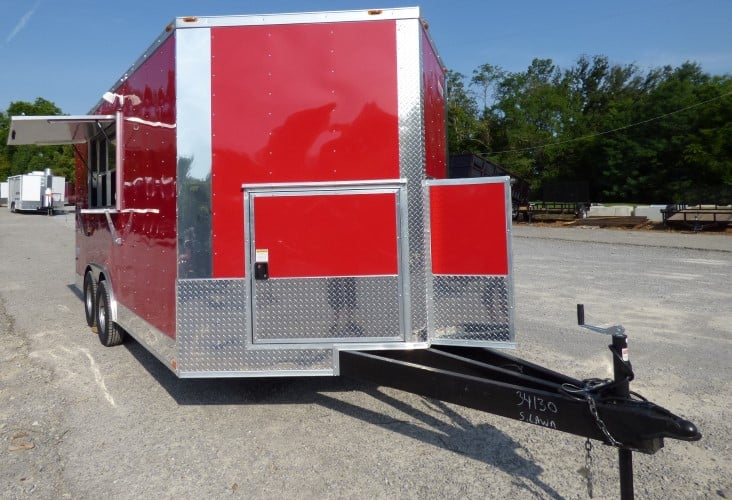 8.5' x 16' Concession Trailer Red Food With Appliances