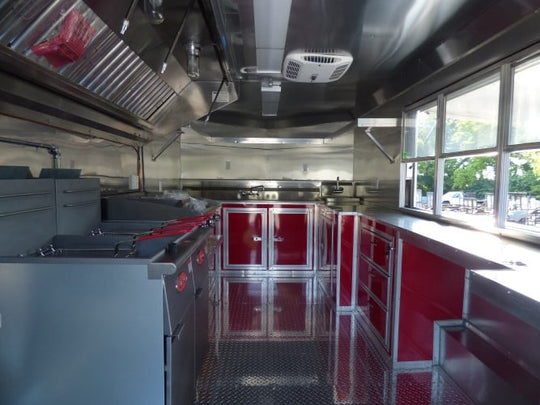 8.5' x 16' Concession Trailer Red Food With Appliances