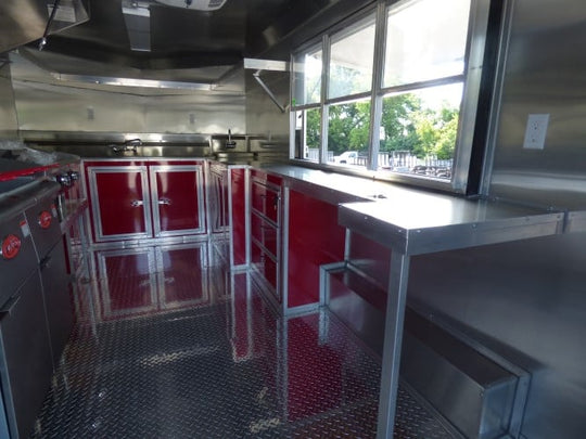 8.5' x 16' Concession Trailer Red Food With Appliances