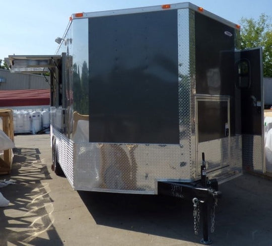 8.5' x 20' Concession Food Trailer Black Catering Event