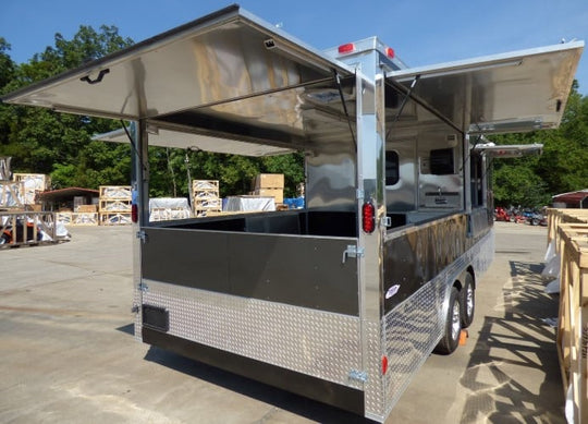 8.5' x 20' Concession Food Trailer Black Catering Event