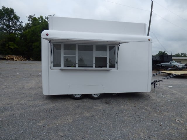 7' x 14' White Fiberglass Smoothie Ice Cream Yogurt Food Event Concession Trailer