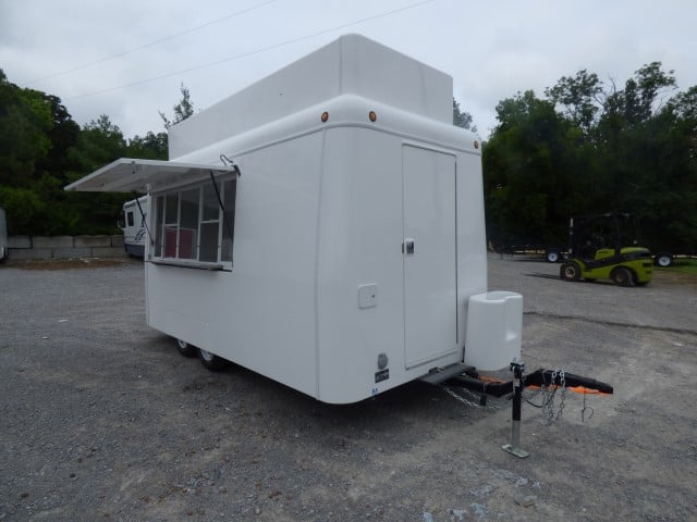 7' x 14' White Fiberglass Smoothie Ice Cream Yogurt Food Event Concession Trailer