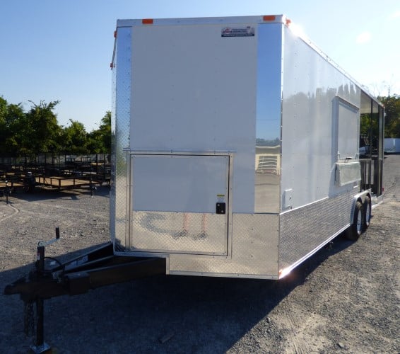 8.5' x 22' Concession Food Trailer White Catering Event