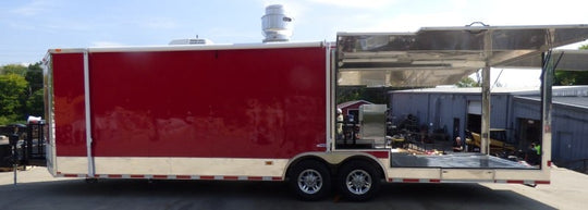 8.5' x 30' Concession Food Trailer Red With Appliances