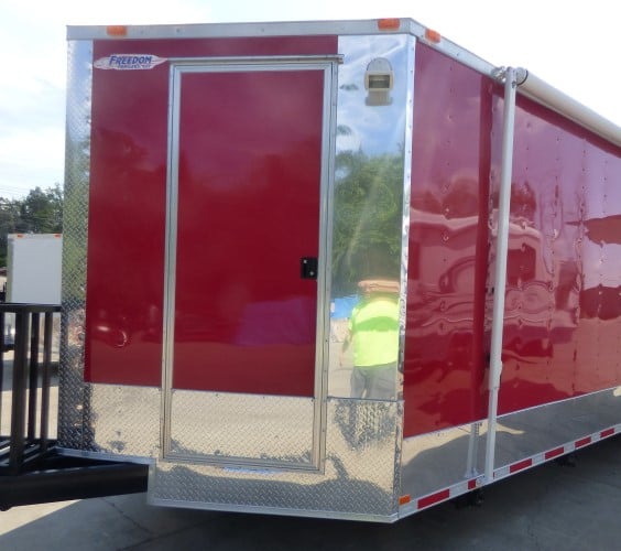 8.5' x 30' Concession Food Trailer Red With Appliances