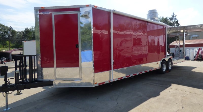 8.5' x 30' Concession Food Trailer Red With Appliances