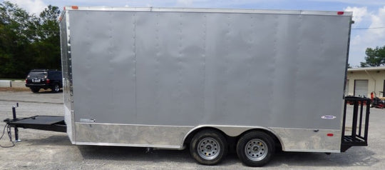 8.5' x 16' Concession Trailer Silver Frost Catering Event