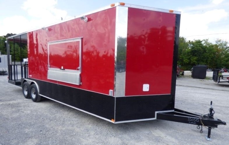 8.5' x 26' Concession Food Trailer Red Catering Event