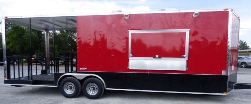 8.5' x 26' Concession Food Trailer Red Catering Event