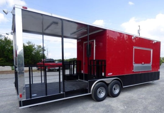 8.5' x 26' Concession Food Trailer Red Catering Event