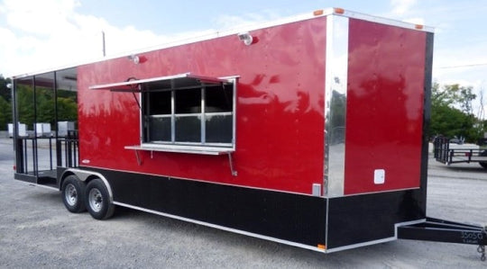 8.5' x 26' Concession Food Trailer Red Catering Event