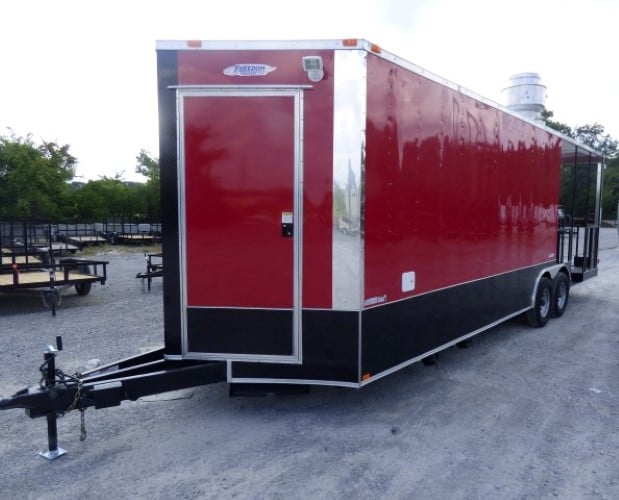 8.5' x 26' Concession Food Trailer Red With Appliances