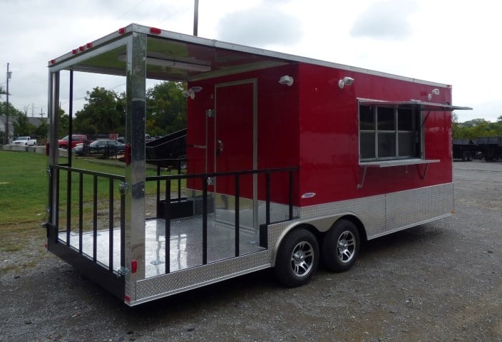 8.5' x 21' Victory Red Event Catering Concession Food Trailer