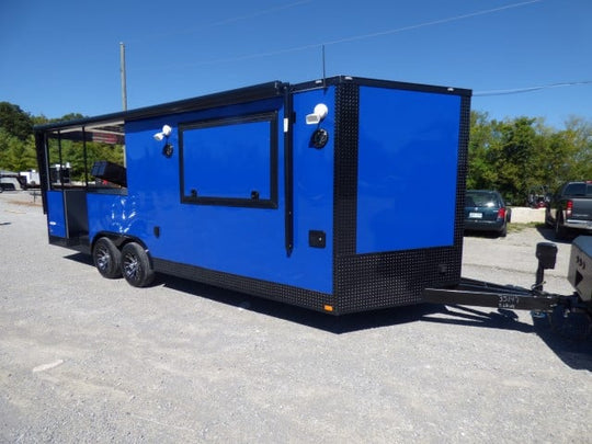 8.5' x 22' Cobalt Blue BBQ Event Catering Concession Food Trailer