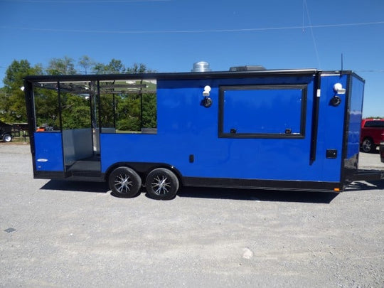 8.5' x 22' Cobalt Blue BBQ Event Catering Concession Food Trailer