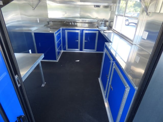 8.5' x 22' Cobalt Blue BBQ Event Catering Concession Food Trailer