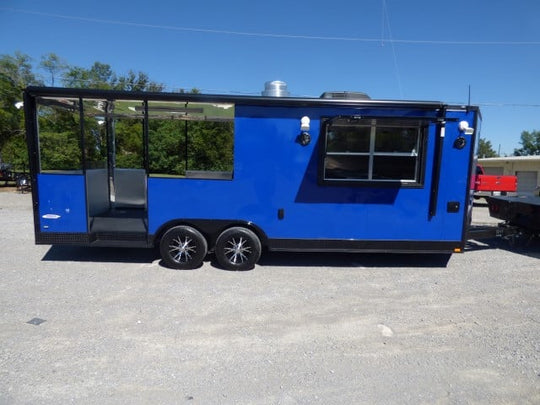 8.5' x 22' Cobalt Blue BBQ Event Catering Concession Food Trailer