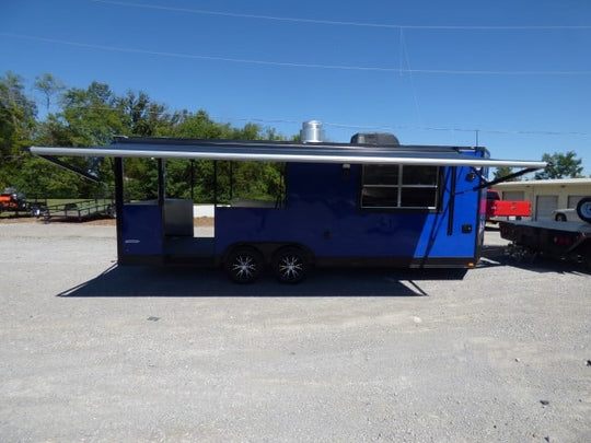 8.5' x 22' Cobalt Blue BBQ Event Catering Concession Food Trailer