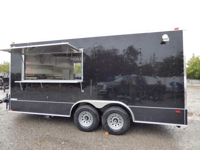 8.5' x 18' Black Catering Event Concession Food Trailer