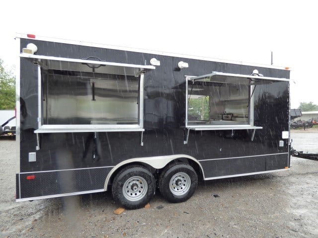 8.5' x 18' Black Catering Event Concession Food Trailer